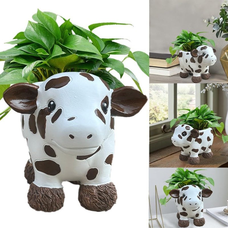 Kudriod Cute Cow Planter Pot, Animal Succulent Planter for Indoor & Outdoor Use, Mini Flower Pot for Cactus, Garden Desk Home Decor, Gift for Plant Lovers - Image 1