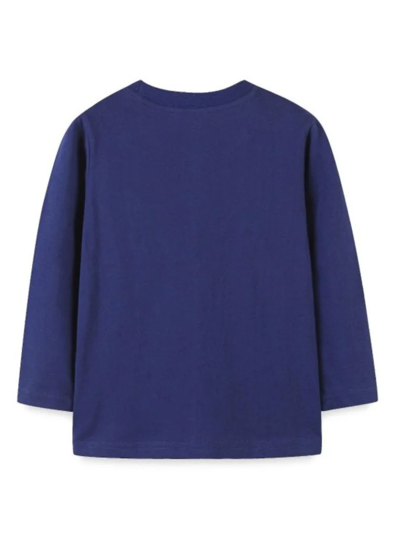YUNIQEE Navy Blue Printed Solid Round Neck Cotton T-shirt