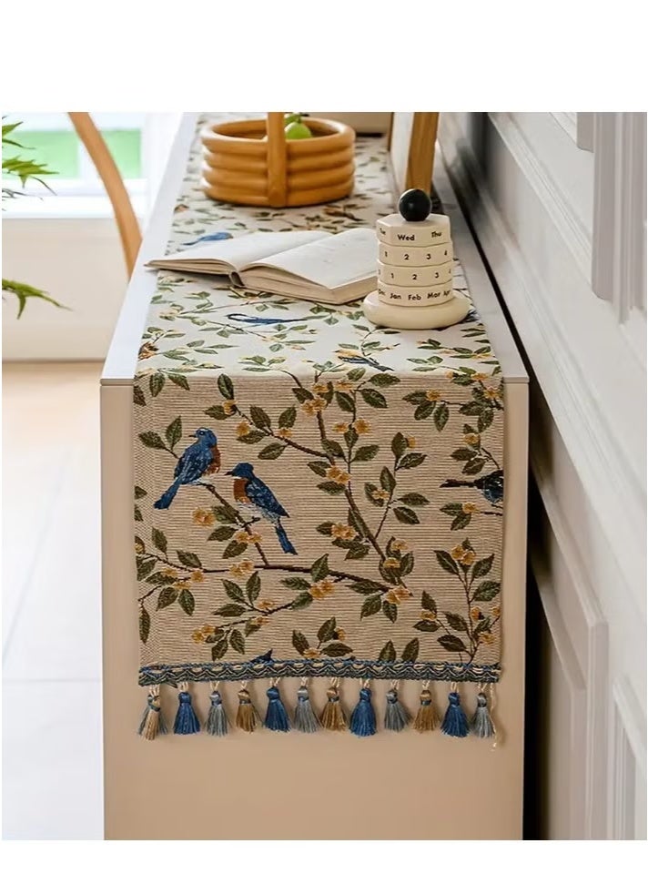 jisimu American antique long dining tablecloth, tea table, tablecloth and flag, jacquard embroidered long tablecloth 30*180cm - Image 3