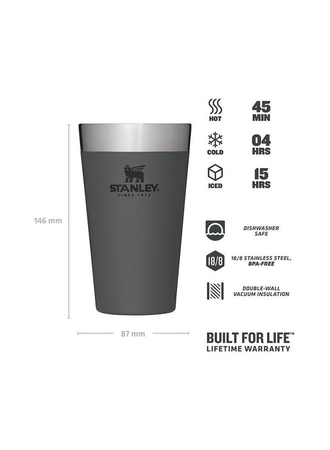 Stanley Adventure Stacking Beer Pint 0.47L / 16OZ Charcoal – Keeps Beer Cold for 4 Hours | Stainless Steel Beer Pint | Stacks Infinitely | Double Wall Vacuum Insulation | Dishwasher Safe - Image 2