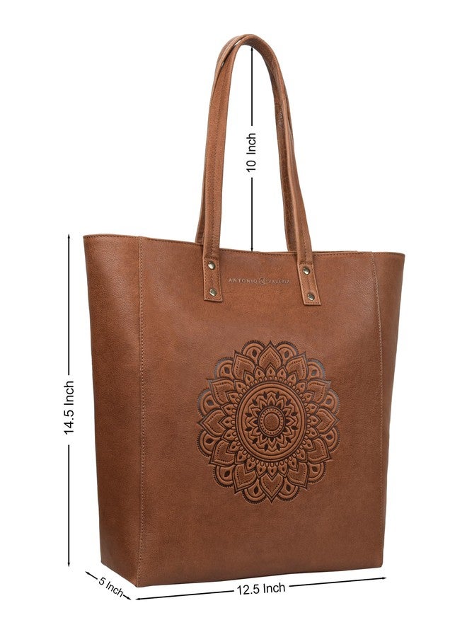 ANTONIO VALERIA Ava Oily Washed Redwood Leather Tote/Top Handle Shoulder Bag for Women - Image 2