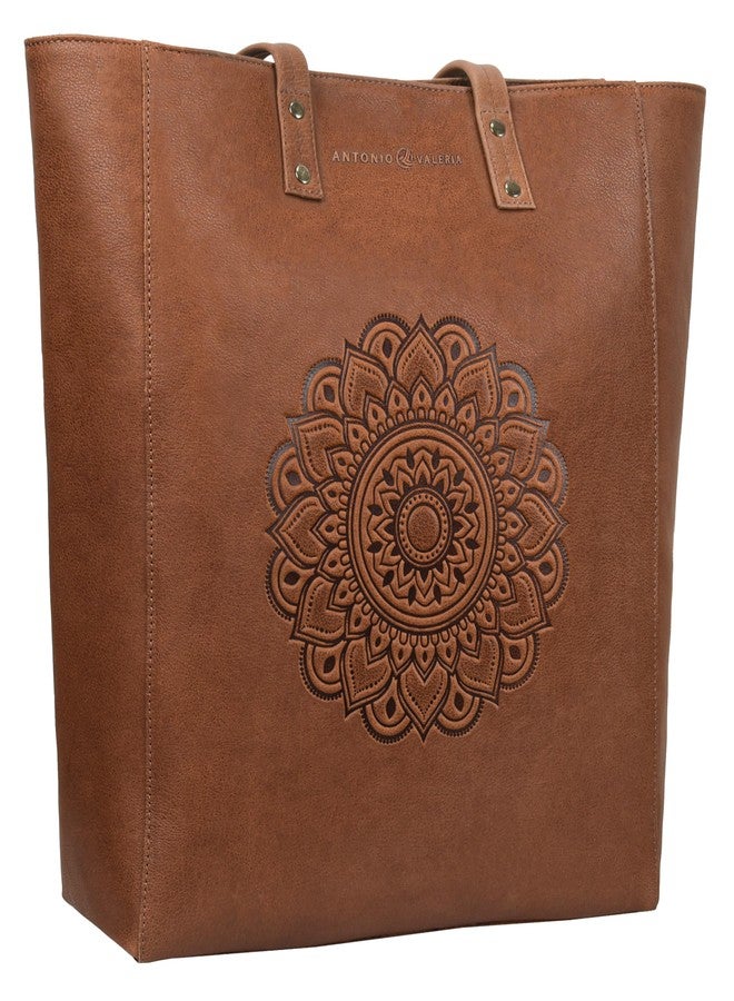 ANTONIO VALERIA Ava Oily Washed Redwood Leather Tote/Top Handle Shoulder Bag for Women - Image 1