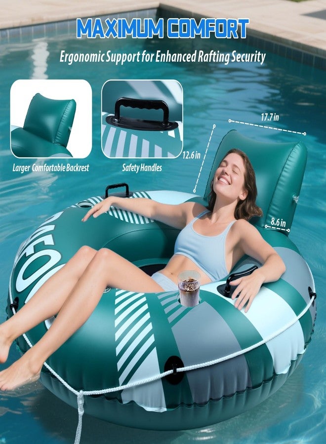 Pafolo Pool Float Adult, Inflatable River Tube Float, River Tubes for Floating Heavy Duty with Mesh Bottom, Comfortable Backrest & 2 Cup Holders & Durable Grab Handles,450 lbs Weight Capacity - Image 4