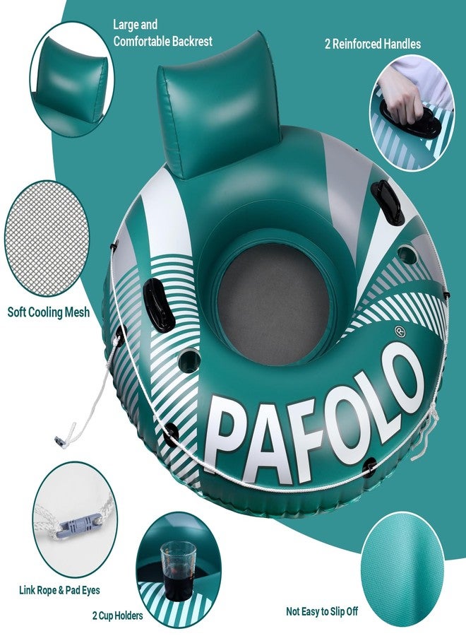 Pafolo Pool Float Adult, Inflatable River Tube Float, River Tubes for Floating Heavy Duty with Mesh Bottom, Comfortable Backrest & 2 Cup Holders & Durable Grab Handles,450 lbs Weight Capacity - Image 3