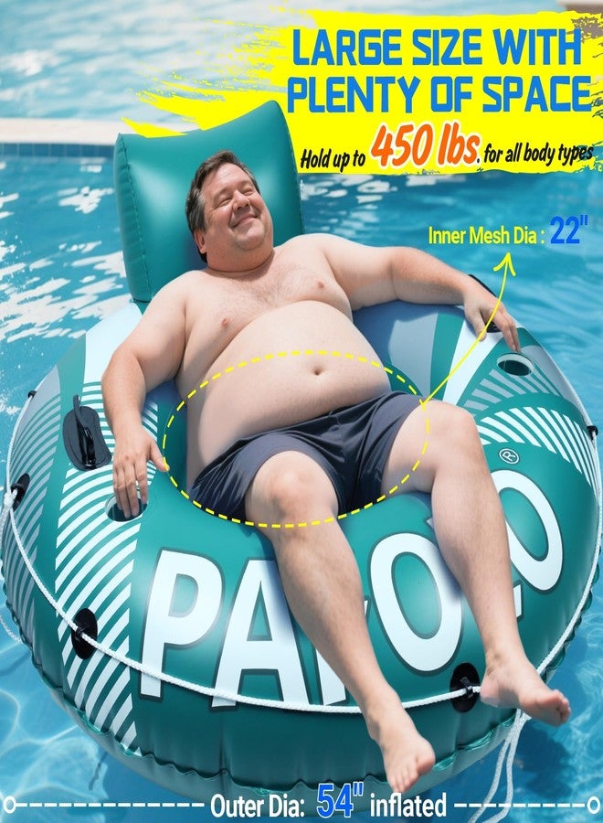 Pafolo Pool Float Adult, Inflatable River Tube Float, River Tubes for Floating Heavy Duty with Mesh Bottom, Comfortable Backrest & 2 Cup Holders & Durable Grab Handles,450 lbs Weight Capacity - Image 2