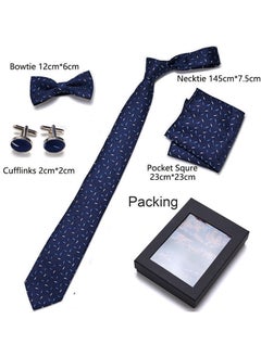Generic Fashionable Necktie Suit Gift Box Set（Tie, Pocket Square, Cufflinks, Bow Tie Set )-Oxford Blue  - Image 3