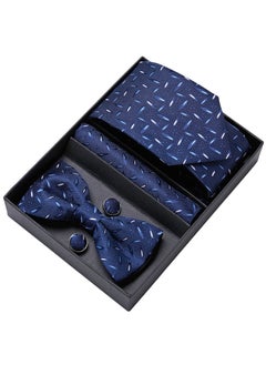Generic Fashionable Necktie Suit Gift Box Set（Tie, Pocket Square, Cufflinks, Bow Tie Set )-Oxford Blue  - Image 1
