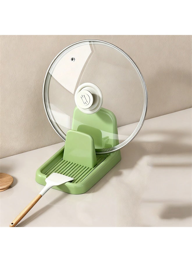 هومستر ملعقة الراحة مع حامل غطاء الوعاء لعداد المطبخ ، ملعقة ملعقة حامل الشوكة للطبخ ، الأخضر - Image 2