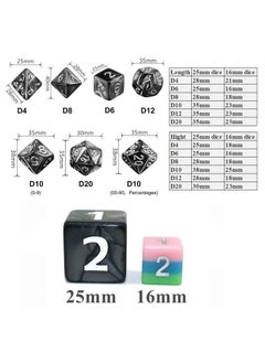 HD Dice- Dnd Dice Set 25Mm Rpg Dice For Dungeons And Dragons D&D Pathfinder Mtg Role Playing Dice Giant Black Polyhedral Dice With Dice Bag  - Image 2