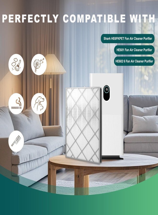 جود تو يو فلتر بديل لجهاز تنقية الهواء HEPA HE6FKPET، متوافق مع أجهزة تنقية الهواء Shark HE6FKPET HE601 HE602 ذات 6 مراوح، فلتر كربون نشط عالي الكفاءة 2 في 1، عبوة واحدة - Image 2