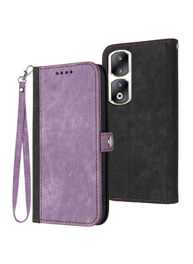 اس-توب جراب هاتف Honor 90 Pro مع مشبك جانبي وحزام يد مزدوج الطي مصنوع من الجلد - Image 1