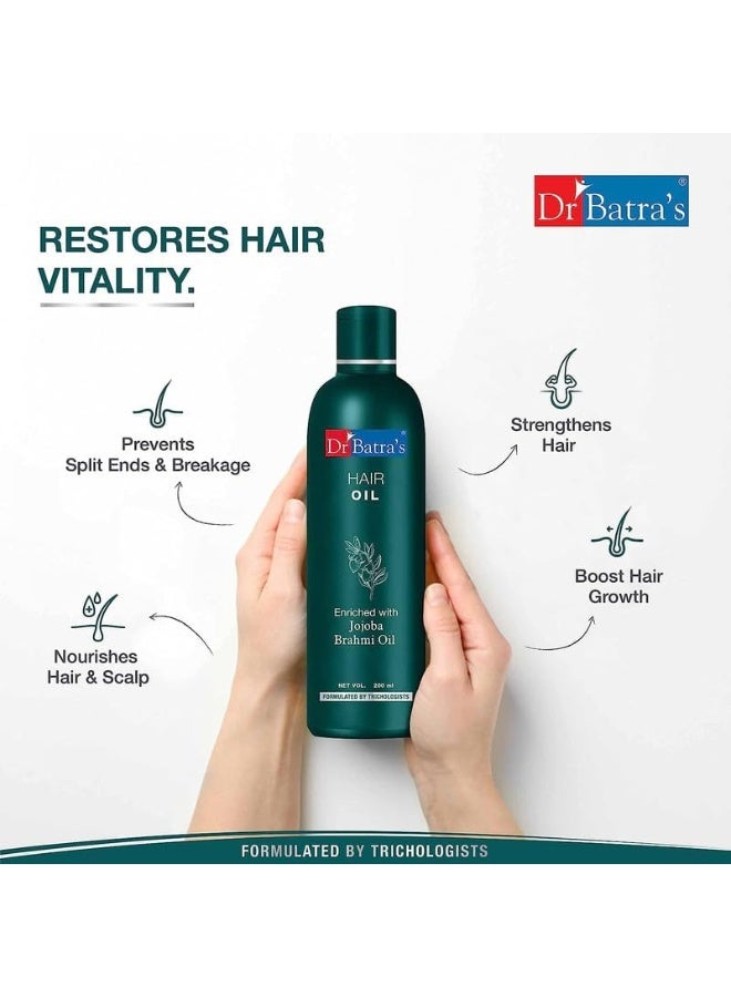 Dr Batra's Hair Oil, Enriched with Jojoba  Brahmi oil , Hair oil for texture, Prevents Hair Splittens, Oil for Thicker hair (200ml-Pack of 3) - Image 3