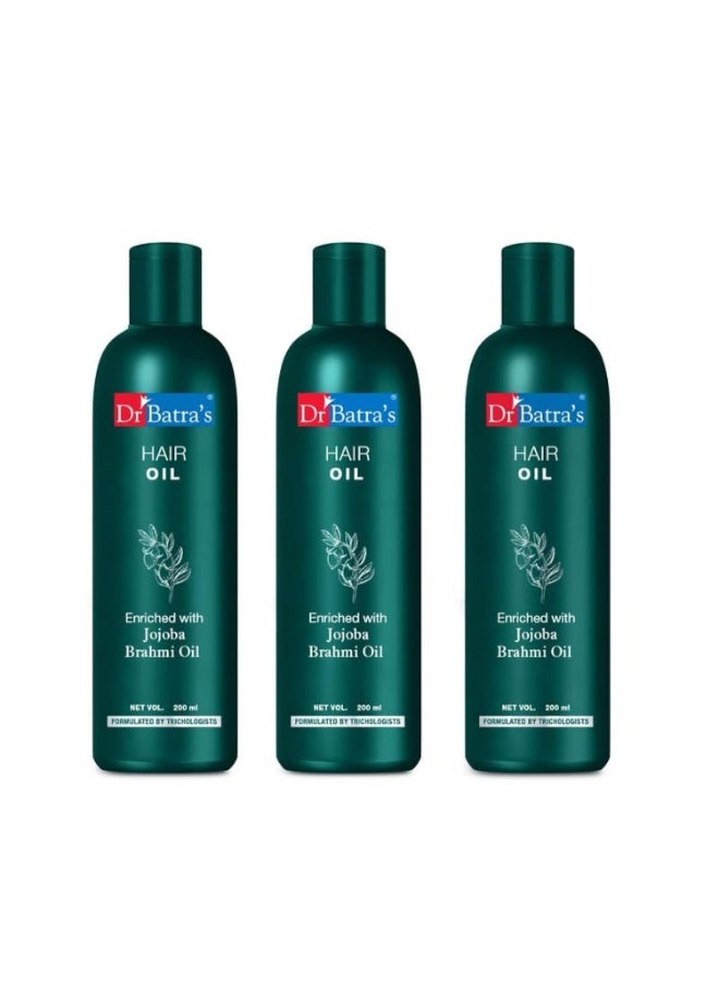 Dr Batra's Hair Oil, Enriched with Jojoba  Brahmi oil , Hair oil for texture, Prevents Hair Splittens, Oil for Thicker hair (200ml-Pack of 3) - Image 1