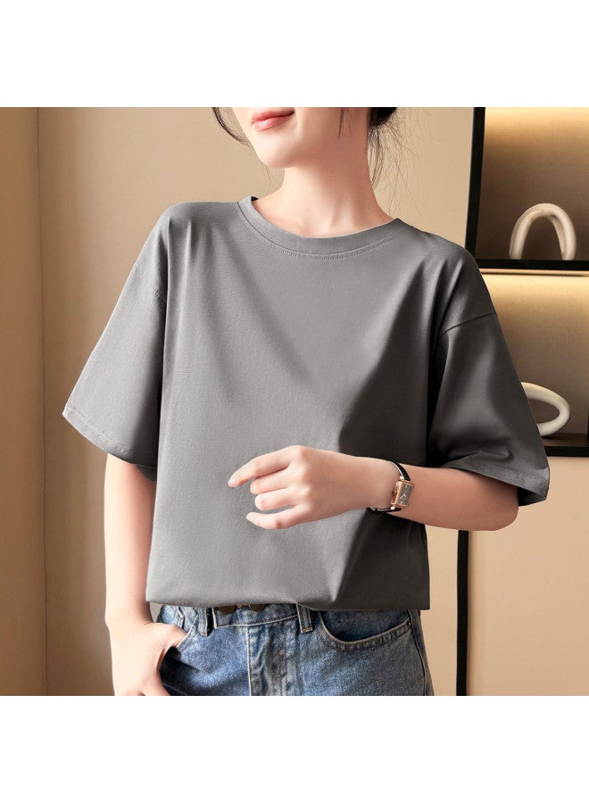 LANG SHA Early Summer Bestseller Women'S T-Shirt, Korean Style Minimalist Solid Color Short Sleeve Round Neck Tee For Women - Image 3