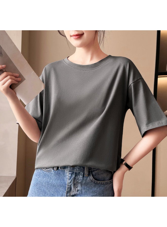 LANG SHA Early Summer Bestseller Women'S T-Shirt, Korean Style Minimalist Solid Color Short Sleeve Round Neck Tee For Women - Image 5