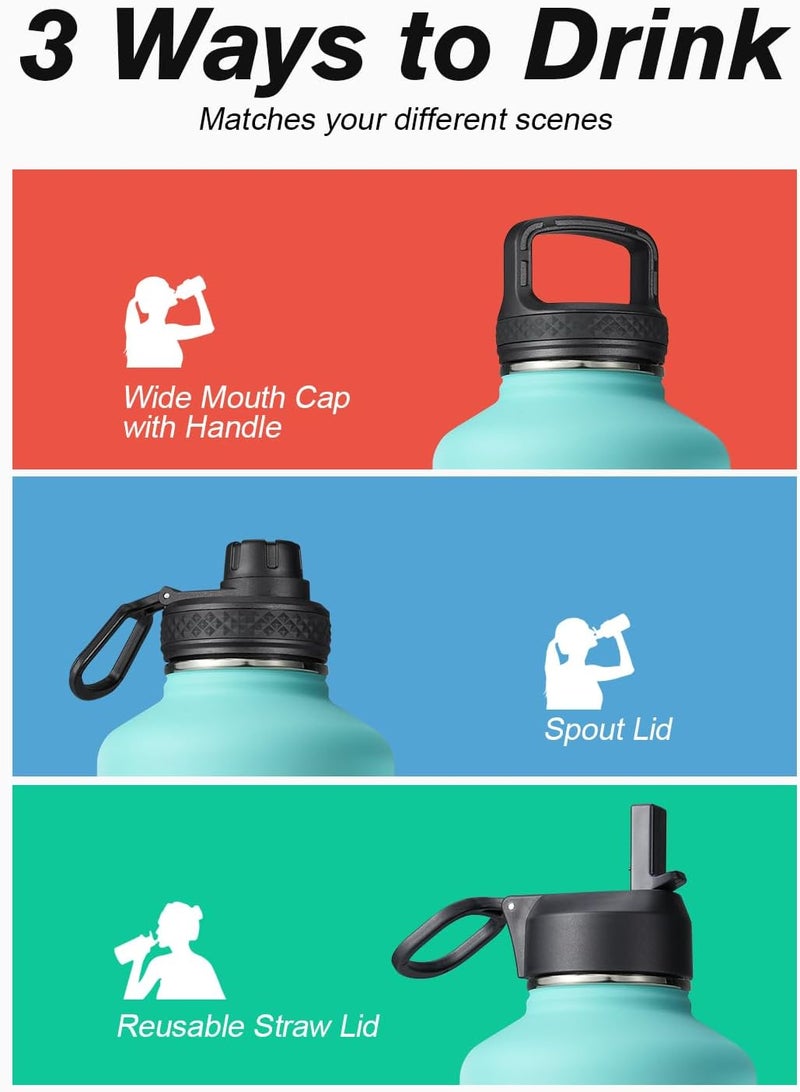 Coolflask 2 L Thermal Bottle, 3 lids with straw and spout, stainless steel vacuum insulated bottle for sports, travel, gym, 48 hours cold and hot - Image 5