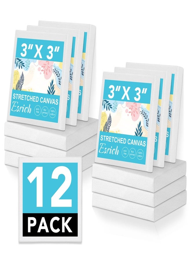 ESRICH Small Canvases for Painting 3x3IN, Mini Canvas in Bulk 12Pack, 2/5In Profile Small Square Canvas, Blank Canvases are Great for School Projects and Kids Birthday Parties, Home Decor Project. - Image 1