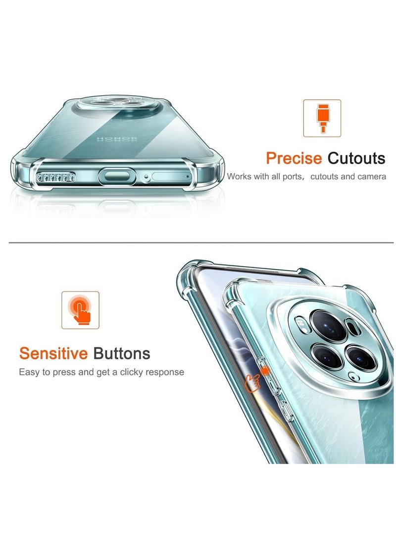 Case Compatible with Honor Magic6 Pro/Honor Magic 6 Pro, Cover Silicone Transparent TPU Gorilla Anti-shock Protector Camera Shockproof Corners - Clear - Image 2