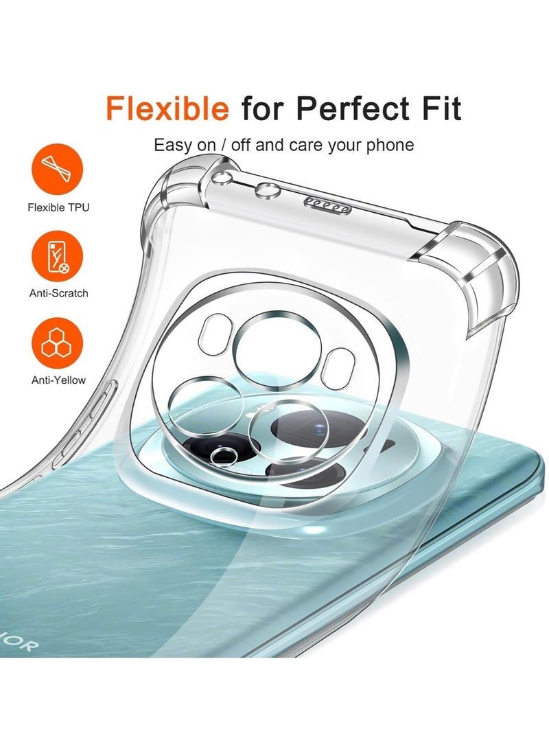 Case Compatible with Honor Magic6 Pro/Honor Magic 6 Pro, Cover Silicone Transparent TPU Gorilla Anti-shock Protector Camera Shockproof Corners - Clear - Image 5