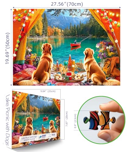 Blueforest Lake Camping Fishing 1000 Piece Puzzle for Adults Fun Puzzles for Adults 1000 Pieces with HD Print Poster 275 197 in Dust Free for Gifts Halloween Christmas Family Games Lovers - Image 5