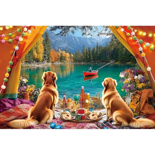 Blueforest Lake Camping Fishing 1000 Piece Puzzle for Adults Fun Puzzles for Adults 1000 Pieces with HD Print Poster 275 197 in Dust Free for Gifts Halloween Christmas Family Games Lovers - Image 1