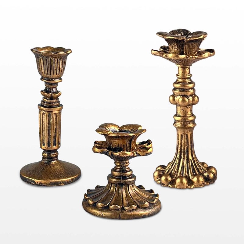 kolnlala Kolnlala French Nostalgic Floral Resin Candle Holder Antique BronzeFurniture DecorationRetro Ornaments Candlestick Bronze 