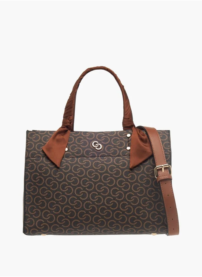 Celeste Womens Monogram Print Tote Bag With Adjustable Strap And Zip Closure