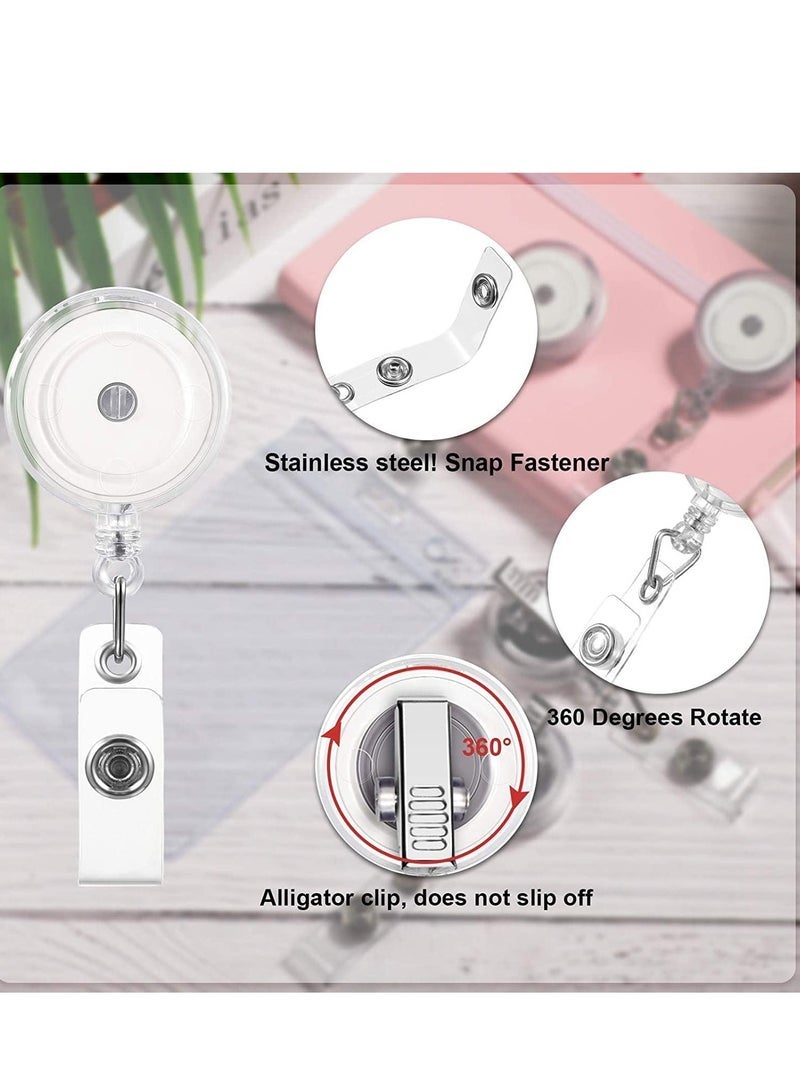 Captaintech Pieces Retractable Badge Holder Reels with Swivel Alligator Clip ID Card Holder Name Badge Reel Clips for Students Teachers Office Workers Clear - Image 4