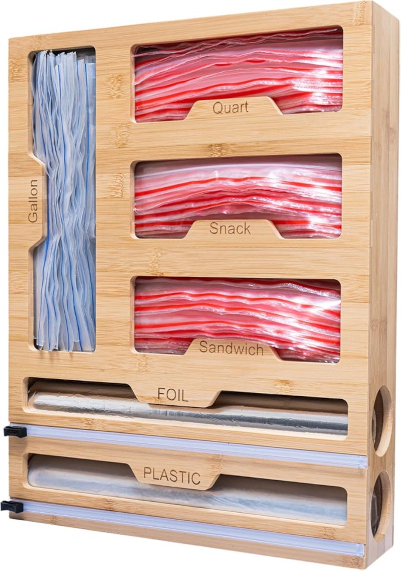 بامبوو حفظ دراوير ورجانيزير - 6 ين 1 فويل & بلاستيك وراب ورجانيزير ويته كوتتير, سويتابلي فور جاللون, قوارت, ساندويكه أكياس & وراببينج بابيرس