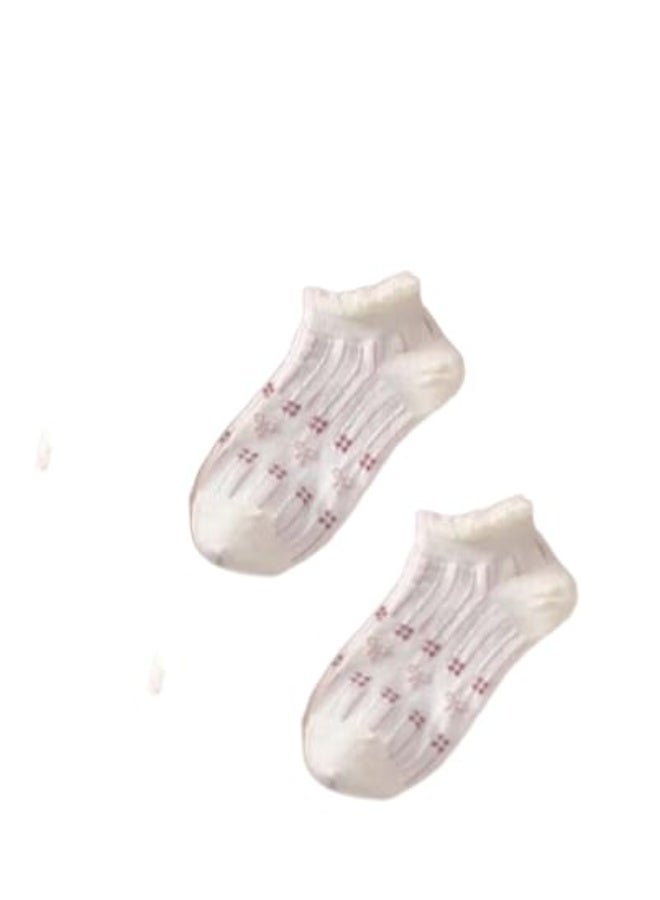2Pairs of Women's Cute Ankle Socks | Soft Cotton | Elegant Designs  - Image 1