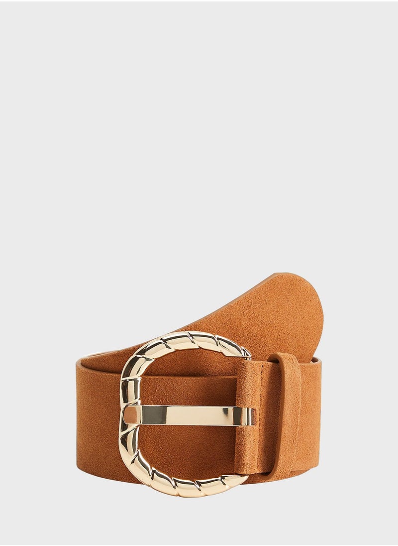 MANGO Embossed Design Tongue Buckle Belt  - Image 4