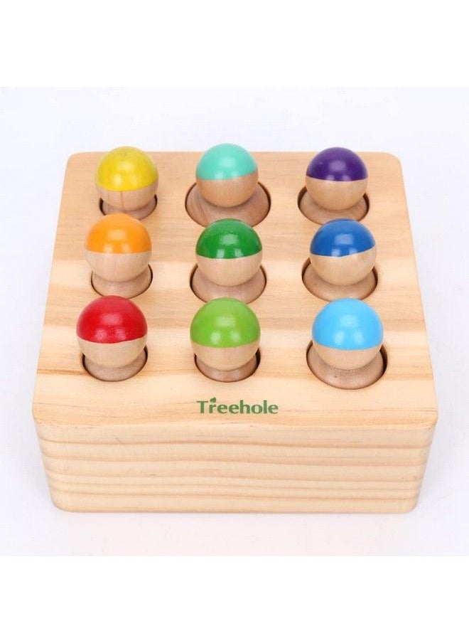 Generic - Montessori Toys For Toddlers, Wooden Rainbow Peg Dolls Shapes Sorting Toys, 9 Wood People Figures Cylinder Blocks, Preschool Learning Educational Toys Pretend Play For Kids - Image 1