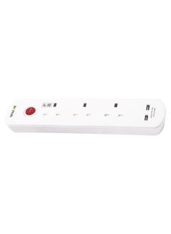 Datazone Power Extension Cord 3 Sockets 2 x USBA 5M White  - Image 3