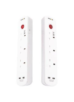 Datazone Power Extension Cord 3 Sockets 2 x USBA 5M White  - Image 4