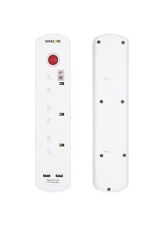 Datazone Power Extension Cord 3 Sockets 2 x USBA 5M White  - Image 5
