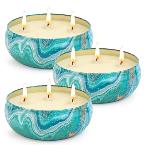 Ofun Citronella Candles Outdoor Decorative 36oz, 3 Wick Soy Wax Lemongrass Candle Set, Scented Candle Jar Candle Bulk Up to 240hrs, Summer Camping Candles for Patio, Garden, Balcony, Camping, BBQ - Image 1