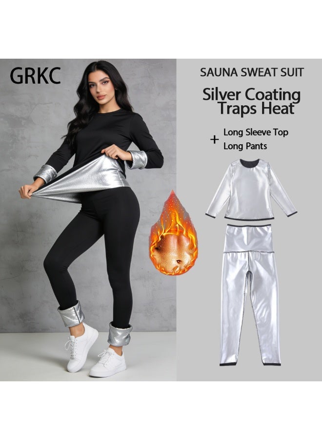 جي آر كيه سي بدلة ساونا للتعرق للنساء | بأكمام طويلة + بنطال | احرقي المزيد وتعرّقي أكثر - Image 1