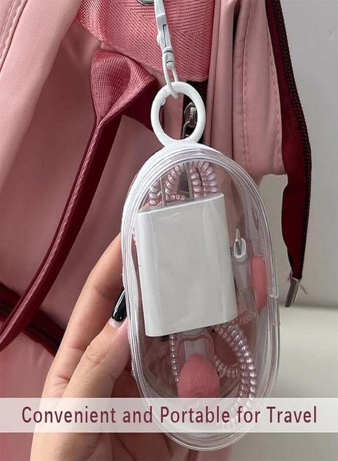 GadgetBite حقيبة تخزين كابلات السفر من GadgetBite، مصنوعة من مادة PVC، حقيبة تنظيم شفافة صغيرة الحجم للشواحن وسماعات الأذن وكابلات البيانات، حل تخزين محمول للسفر (أبيض، عبوة من قطعة واحدة) - Image 4