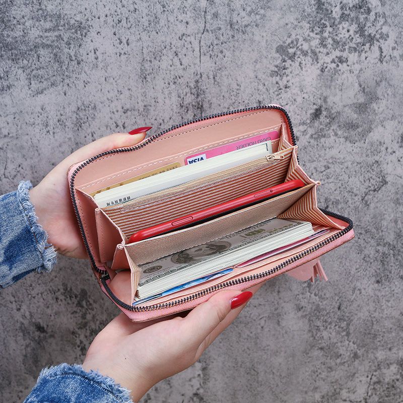 Multifunctional Solid Color PU Leather Wallet, RFID Blocking Design Portable Daily Storage Purse for Cards Cash Coin Business Use - Image 2