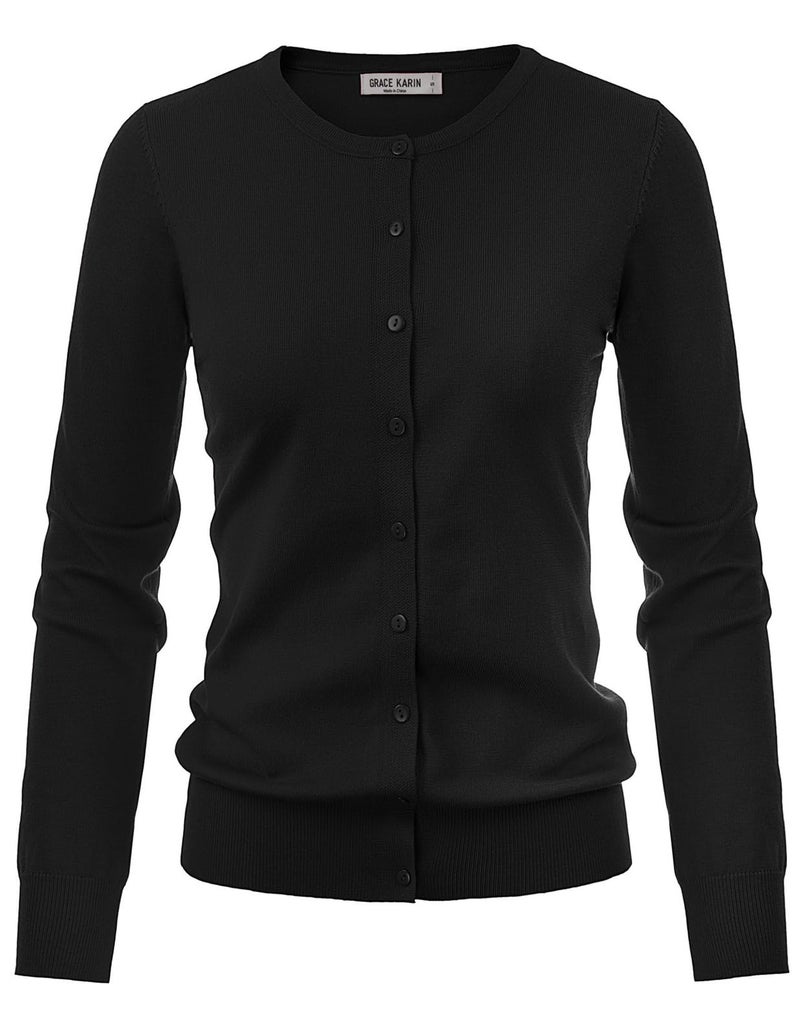 GRACE KARIN Black Cardigan for Women Button Up Cardigan Sweaters for Women Lightweight Fall Cardigans Clothes L - Image 5
