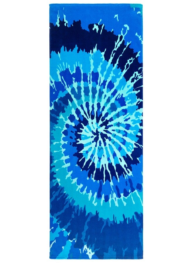 Softerry Tie Dye Beach Towel 30 x 60 inches 100% Cotton Velour One Side Printed (Blue Tie Dye, 30" x 60") - Image 4