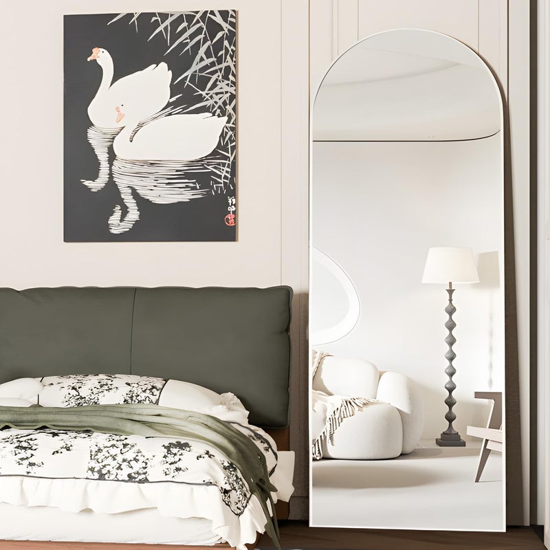 NEUWEABY Full Length Mirror, 56"x16" Arch Floor Mirrors with Stand, White Arched Full Body Standing or Leaning Mirror for Bedroom, Living Room - Image 3