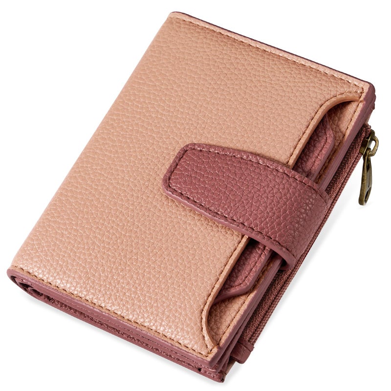 Airkit Small Wallet Women RFID Blocking Soft Leather Bifold Compact Card Holder Wallet for Women with Zipper Coin Pocket 4 ID Window - Image 1