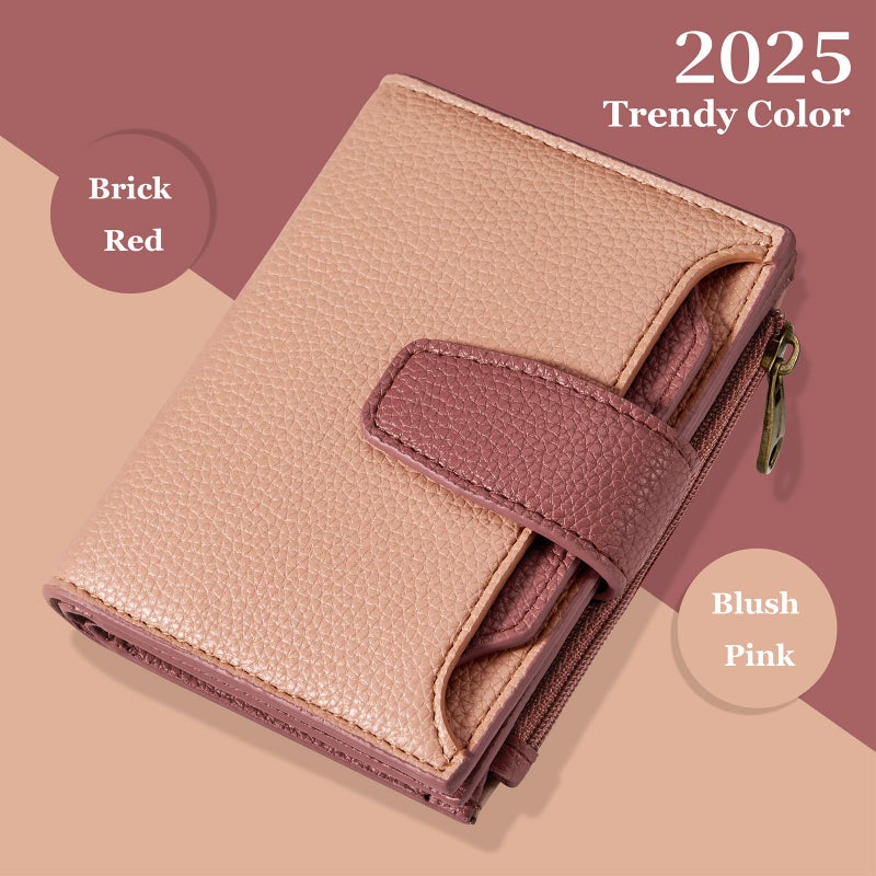 Airkit Small Wallet Women RFID Blocking Soft Leather Bifold Compact Card Holder Wallet for Women with Zipper Coin Pocket 4 ID Window - Image 3