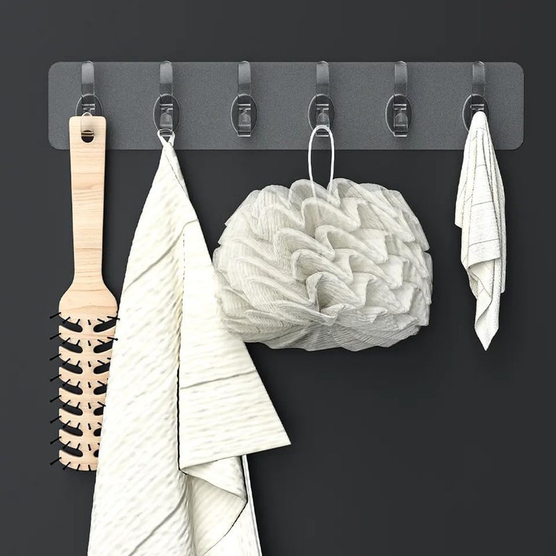 Style Keepers 5Pcs 6 & 3 Rows Multifunctional Transparent Sticky Hook Set Adhesive Sticker Hanger in Kitchen Bathroom Oilproof Home Hanging Waterproof Seamless Invisible Strong Self Adhesive Wall Mounted - 5 Set - Image 4