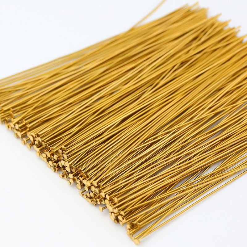 Plated Golden 0.6x30mm T Shaped Head Pins For Jewelry Making - Image 1