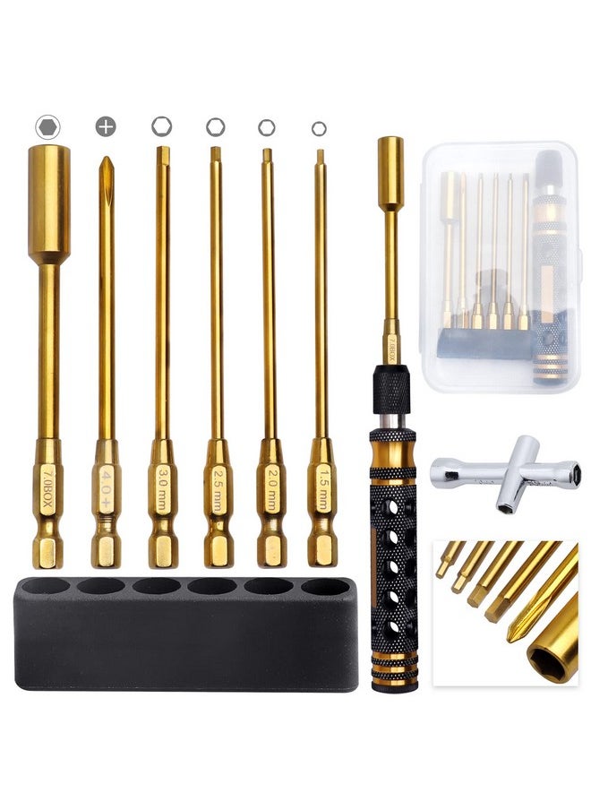 Hobbypark - HobbyPark 6 in 1 RC Hex Driver Screwdriver Set 1.5mm 2.0mm 2.5mm 3.0mm & Hex Nut Driver & Phillips Bit and Wheel Wrench for RC Car Hobby Tool Kit - Image 1