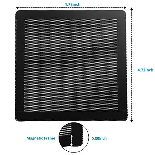 PANO-MOUNTS 120mm Fan Dust Filter Mesh 4.72inch Magnetic Frame PVC PC Computer Case Fan Dust Mesh Cover Grills Black 5-Pack - Image 5