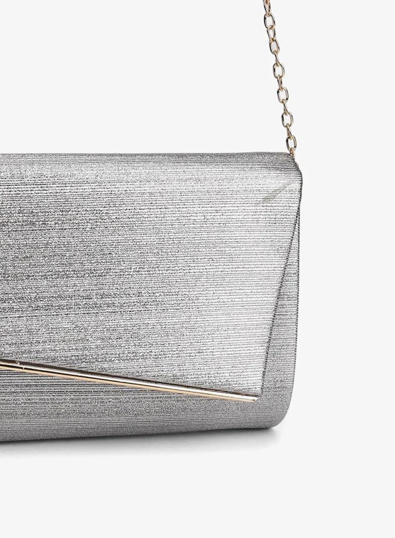 Paprika SILVER Textured Clutch With Adjustable Strap for Women | Best Price UAE