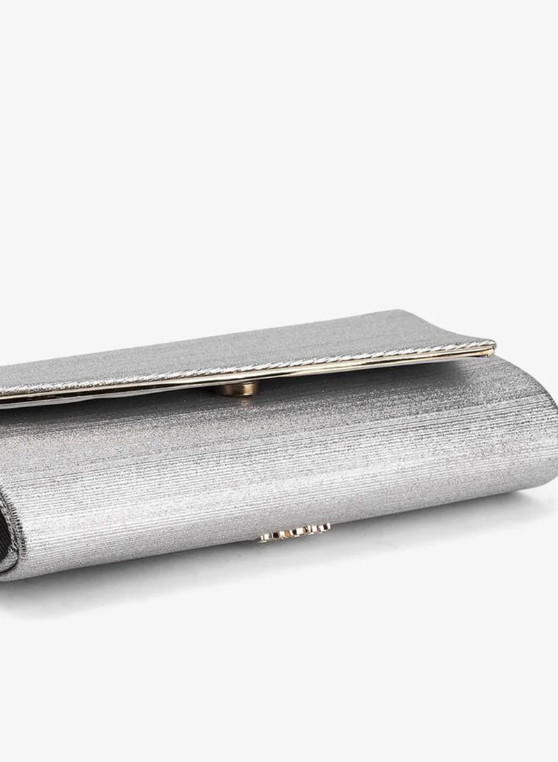 Paprika SILVER Textured Clutch With Adjustable Strap for Women | Best Price UAE